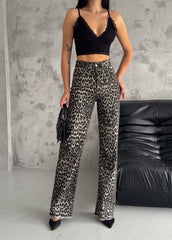 Gaiia Leopard Print Denim Jeans