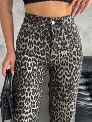 Gaiia Leopard Print Denim Jeans