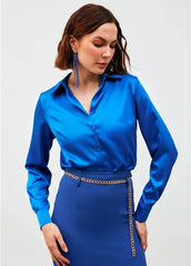 Gaiia Satin Shirt Bodysuit