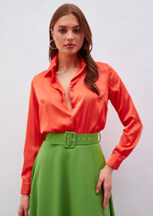 Gaiia Satin Shirt Bodysuit