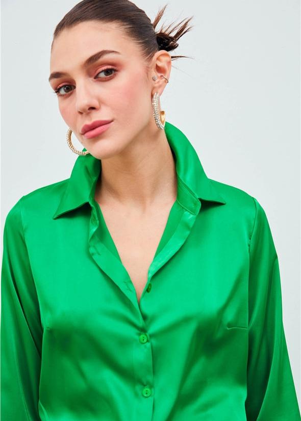 Gaiia Satin Shirt Bodysuit - GAIIA