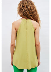 Gaiia Halter Neck Ruffles Chain Strap Top