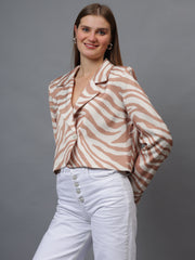 Gaiia Satin Tiger Print Croppeed Blazer