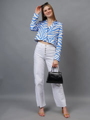 Gaiia Satin Tiger Print Croppeed Blazer