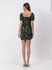 Gaiia Ruched Printed Bodycon Dress