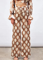 Gaiia Satin Half & Half Printed Co-Ord Set - Beige