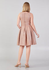 Gaiia Shimmer Knee Length Dress With Waist Cut - Golden