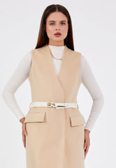 Gaiia Flap Pocket Sleeveless Long Coat