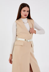 Gaiia Flap Pocket Sleeveless Long Coat