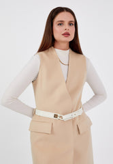 Gaiia Flap Pocket Sleeveless Long Coat