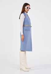 Gaiia Flap Pocket Sleeveless Long Coat