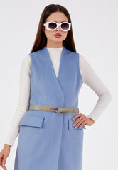 Gaiia Flap Pocket Sleeveless Long Coat