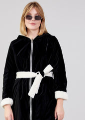 Gaiia Black Long Zipper Coat With Fleece Lining