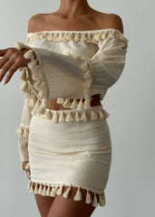 Gaiia Beachwear Tassel Crop Top And Shorts Set