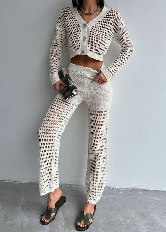 Gaiia Cutwork Boho Co-Ord Set - Beige