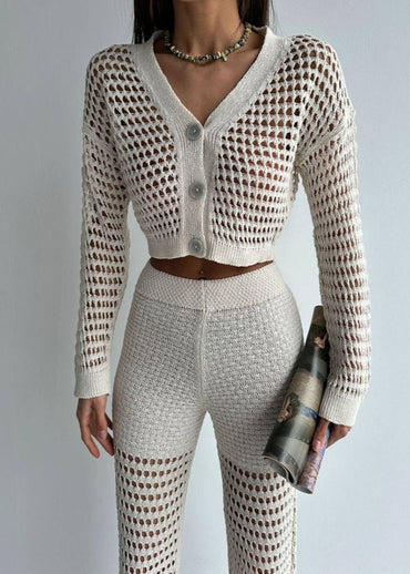 Gaiia Cutwork Boho Co - Ord Set - Beige - GAIIA
