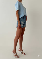 Gaiia Pearl Bow Half Sleeves Knitted Top