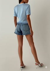 Gaiia Pearl Bow Half Sleeves Knitted Top