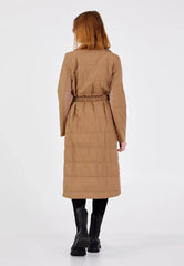 Gaiia Women Suede Long Coat With Belt