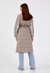 Gaiia Women Suede Long Coat With Belt