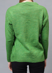 Gaiia V Neck Ribbon Design Pullover