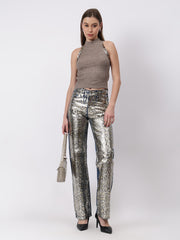 Golden Snake Print Denim