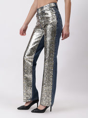 Golden Snake Print Denim