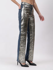 Golden Snake Print Denim