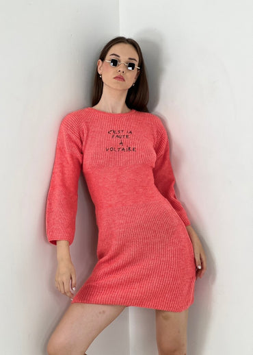 Gaiia Mini Rib Jumper Dress - Peach - GAIIA