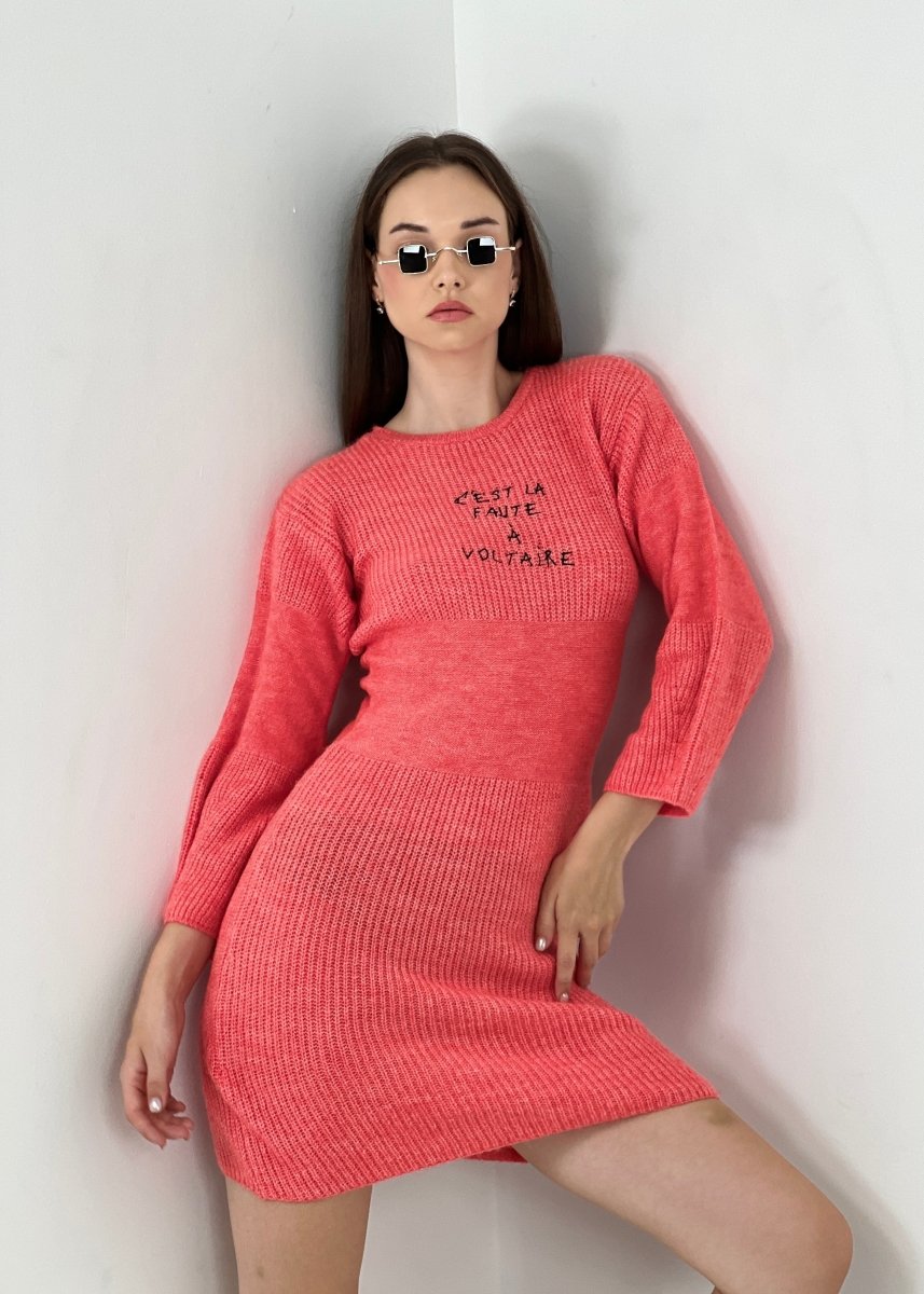 Gaiia Mini Rib Jumper Dress - Peach - GAIIA