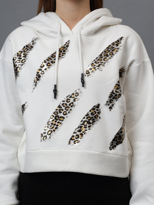 Gaiia Animal Print White Hoodie