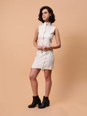 Gaiia Sleeveless Zipper Top And Skirt Set