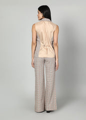 Gaiia Checkered Waistcoat And Trouser Set - Beige