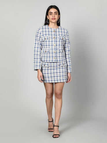 Gaiia Tweed Checkered Jacket & Skirt Set - GAIIA