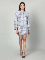 Gaiia Tweed Checkered Jacket & Skirt Set