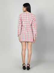 Gaiia Tweed Checkered Jacket & Skirt Set