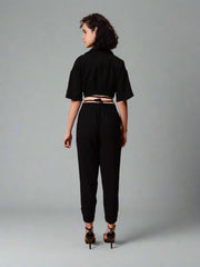 Gaiia Black Solid Color Co-Ord Set - Black