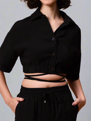 Gaiia Black Solid Color Co-Ord Set - Black