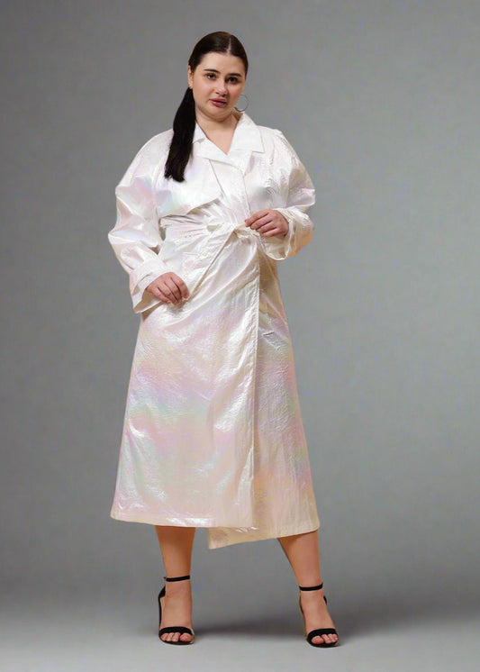 Gaiia Shimmer Holographic Long Jacket - Golden