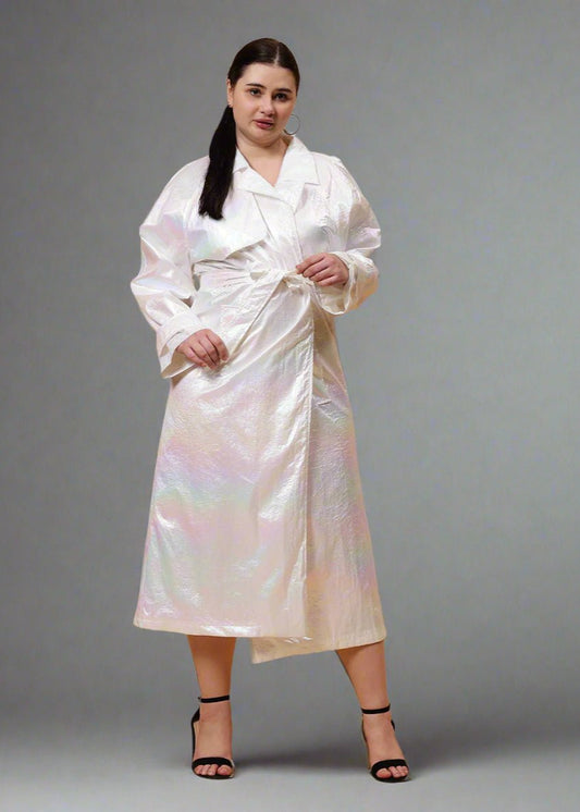 Gaiia Shimmer Holographic Long Jacket - Golden - GAIIA