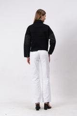 Gaiia Swaroski Studded Black Denim Jacket - Black