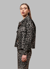 Gaiia Denim Jacket Leopard Print - Black