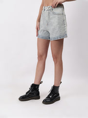 Gaiia Swaroski Studded Denim Shorts