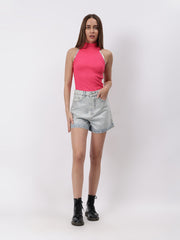 Gaiia Swaroski Studded Denim Shorts