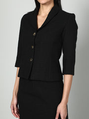 Gaiia Solid Color Tweed Blazer And Skirt Set