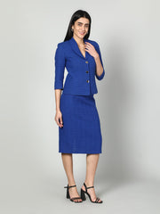 Gaiia Solid Color Tweed Blazer And Skirt Set