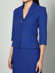 Gaiia Solid Color Tweed Blazer And Skirt Set