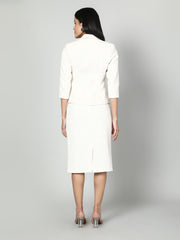 Gaiia Solid Color Tweed Blazer And Skirt Set