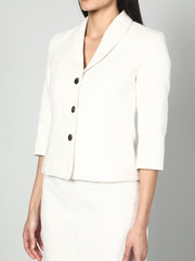 Gaiia Solid Color Tweed Blazer And Skirt Set