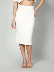 Gaiia Solid Color Tweed Blazer And Skirt Set